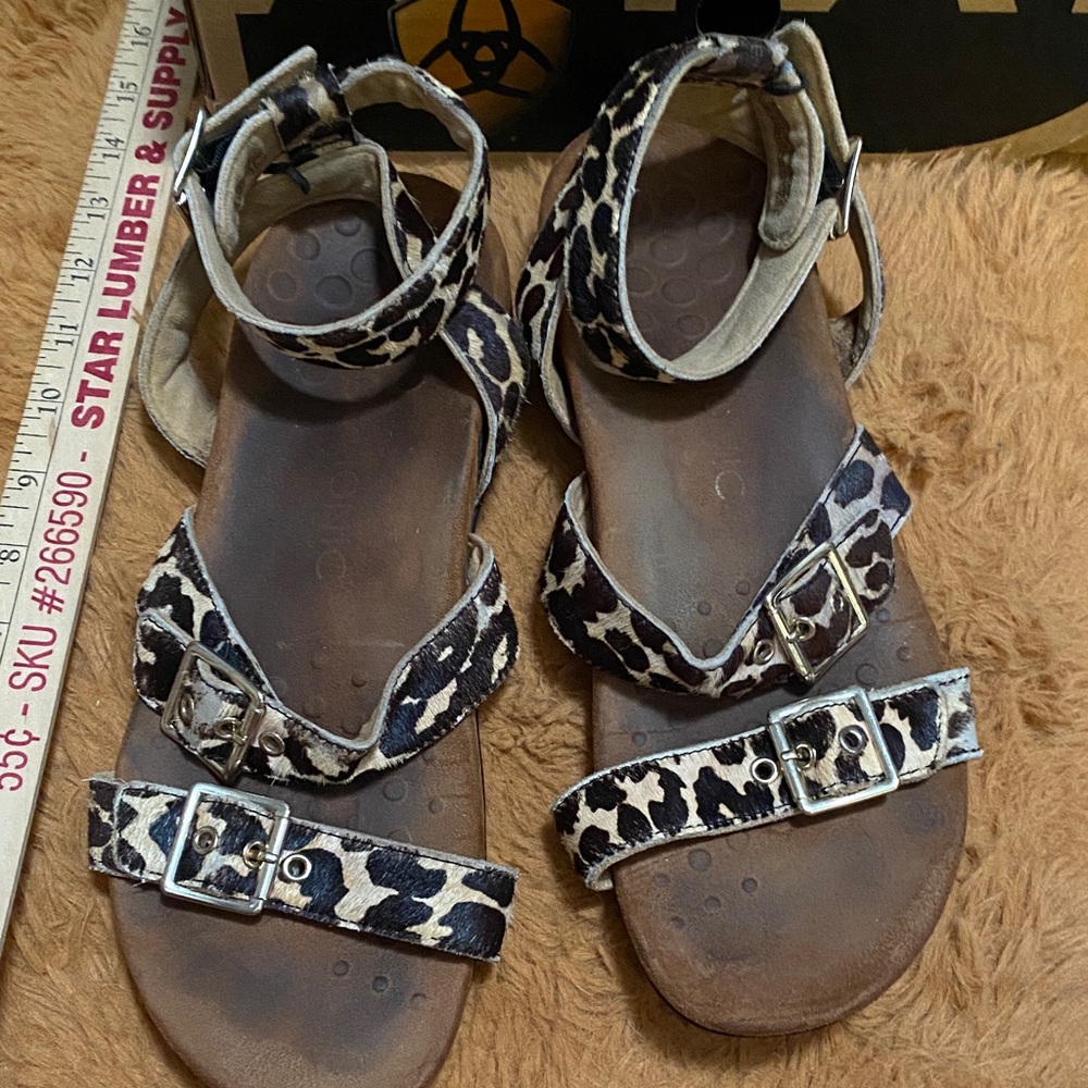 Vionic Leopard Print Sandals With Silver Buckles - image 1
